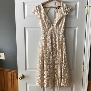 Lulu’s Champagne Lace Party Dress